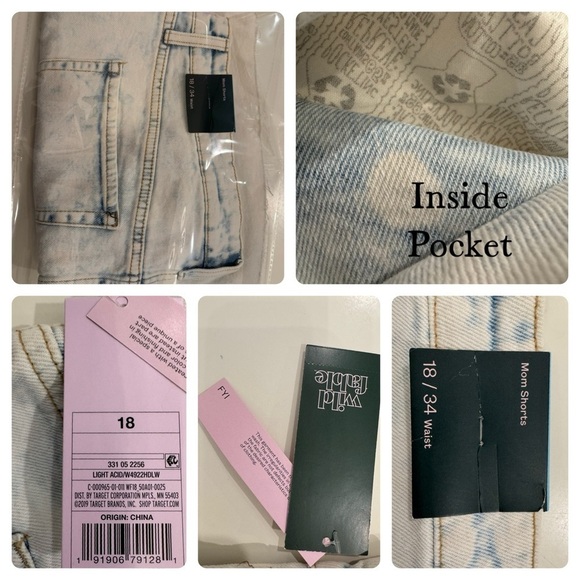 Wild Fable Acid Washed Y2K Size 18 Mom’s Denim Blue Jean Cut Off Shorts - Picture 3 of 4